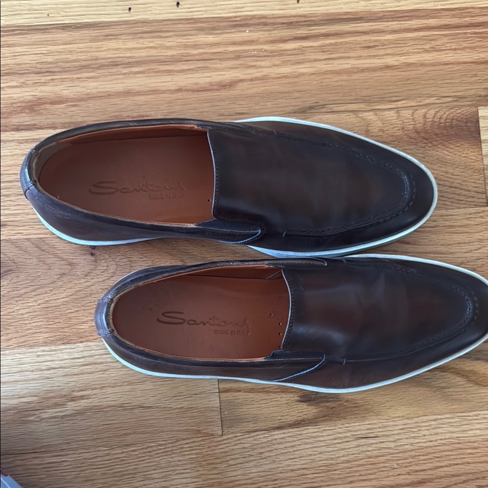 Santoni Brown Suede Loafers Classic Slip-Ons